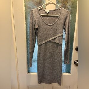 Guess Gray Long Sleeve Knit Dress S/P